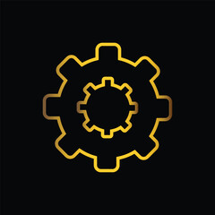 gold color gear transmissions icon, vector, template, logo, trendy, collection, flat, design