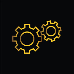 gold color gear transmissions icon, vector, template, logo, trendy, collection, flat, design