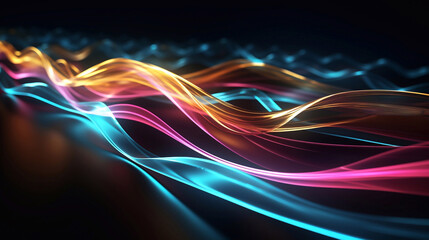 Radiant Rhythms Abstract Neon Wave Background in Motion Generative AI