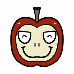 happy face of apple fruit, isolated on white background