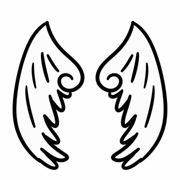 two angel wings cartoon on white background , illustration