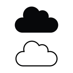 Fototapeta premium cloud line icon, outline and solid vector flat illustration on white background..eps