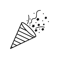 Confetti Popper filled vector sign, isolated on white, logo illustration..eps