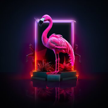 flamingo with box at the top of head | Generative AI