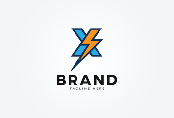 Initial Letter X Thunder Logo. letter X with thunder bolt icon combination isolated on white background. Flat style Logo Design Template element. vector illustration
