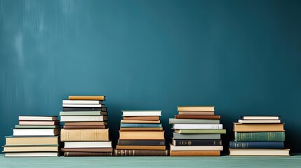 Stock of books on minimalistic background or stock of books for world book day background