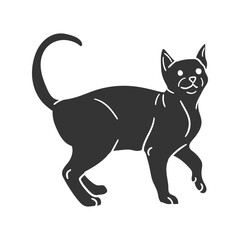 Cat Icon Silhouette Illustration. Domestic Pet Vector Graphic Pictogram Symbol Clip Art. Doodle Sketch Black Sign.