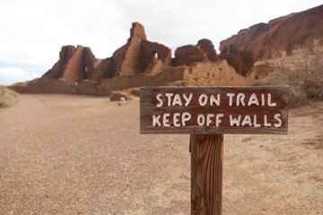 Trail Sign at Chaco Canyon Ruins, New Mexico