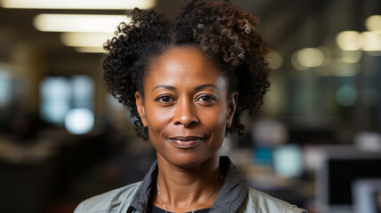 Portrait of a confident mature African-American professional businesswoman in an office environment