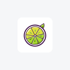 Slice of Half Lemon Bold colors Icon