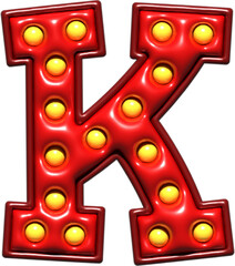 Shiny Red 3D Uppercase Letter K