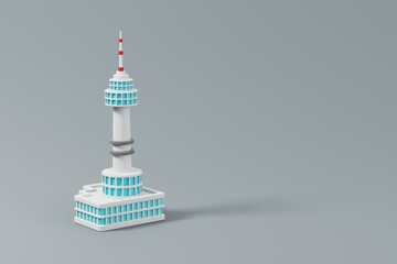 N Seoul Tower Located on Namsan Mountain. Travelling and holidays to South Korea. Travel famous landmarks or world attractions concept. 3d Render illustration