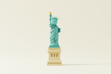 3D cartoon of Statue of Liberty, USA on white background. Landmarks Travel and Tourist Attractions. 3D Render. © ThxQ