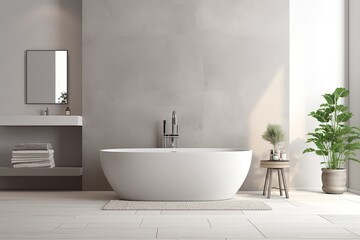 Fototapeta na wymiar Interior Desing of a Bathroom, Grayscale. Modern.