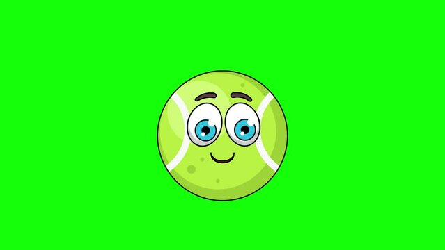 tennis ball cartoon with smiling face with heart eyes, emoji emoticon animation
