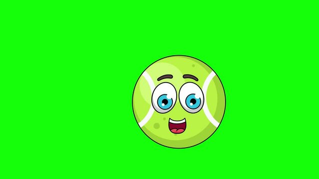 tennis ball cartoon animation holds banner, emoji emoticon
