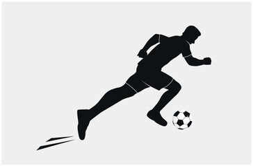 Fototapeta na wymiar Man soccer player silhouette, footballer, man with ball 