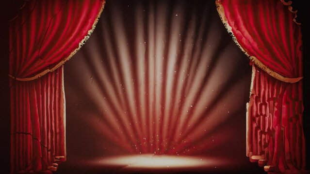 Up to 4K resolution, A gorgeous red curtain rises, Generative AI and blender