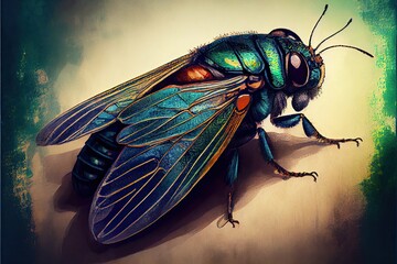 Fly realistic colored illustration