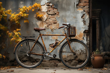 Fototapeta na wymiar An abandoned, rusted bicycle - Generative AI