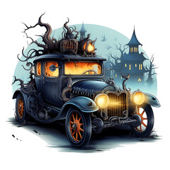 Halloween Truck Clipart Watercolor