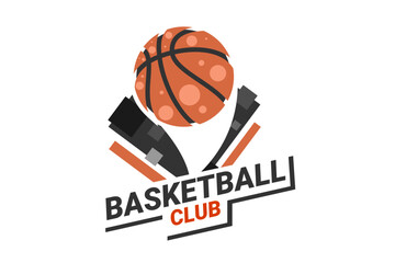 basketball club sign Badge. Basketball logo with shield background vector design. Vector illustration. 