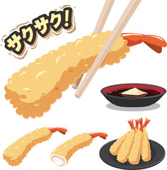 Tempura set traditional japanese - Vector illustration