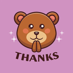 cute bear sticker cartoon vector, animal illustration