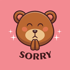 cute bear sticker cartoon vector, animal illustration