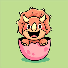 Cartoon baby cute triceratops dinosaur vector © wendra