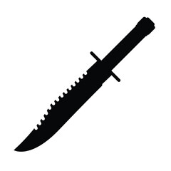 Survival Knife Silhouette. Black and White Icon Design Elements on Isolated White Background