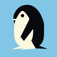 Cute penguin on a blue background.