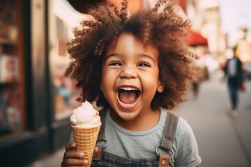  Child Joyfully Enjoying An Ice Cream, Generative AI
