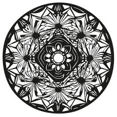 Circular black and white mandala.
