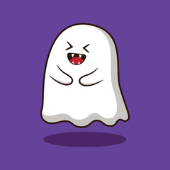 cute ghost laught halloween cartoon vector illustration