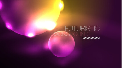 Circles with bright neon shiny light effects, abstract background wallpaper design