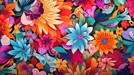 Fototapeta na wymiar Top of view Colorful flower pattern. 8k resolution
