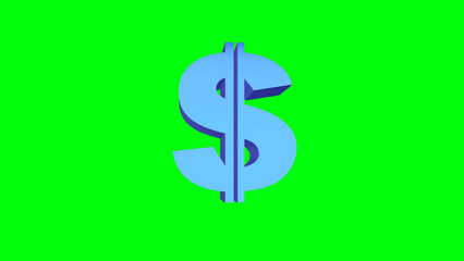 dollar growth animated number counter, counting fast with icon money on green background