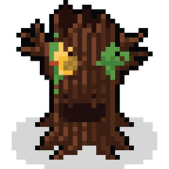 Obraz premium Pixel art cartoon cute tree character character