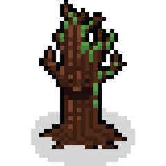 Fototapeta premium Pixel art cartoon ghost tree character 3