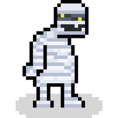 Obraz premium Pixel art cartoon mummy character