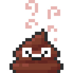 Pixel art cartoon poop character 