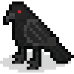 Fototapeta na wymiar Pixel art crow character 