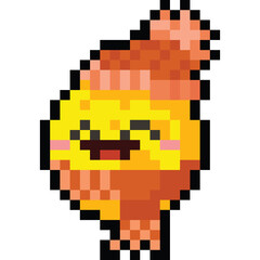 Pixel art cute moon character with winter hat and scarf