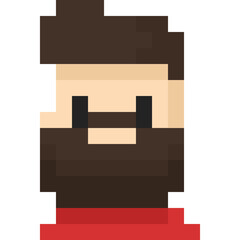 Pixel art portrait beard man icon 2