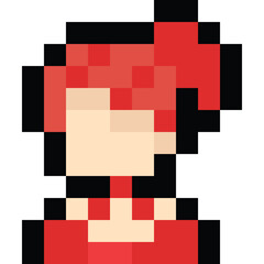 Pixel art portrait red head woman icon