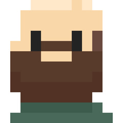 Pixel art portrait beard man icon 3