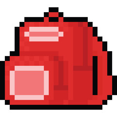 Pixel art red backpack icon