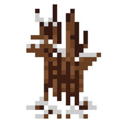 Fototapeta premium Pixel art snowy winter tree 