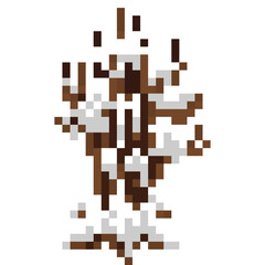 Pixel art snowy winter tree 3